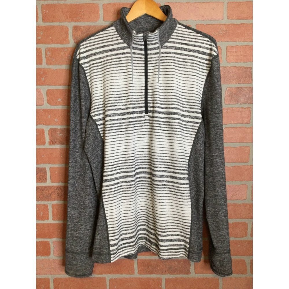 Lululemon Sweat Session Mens Zip Pullover Shirt Top Long Sleeve Two Tone